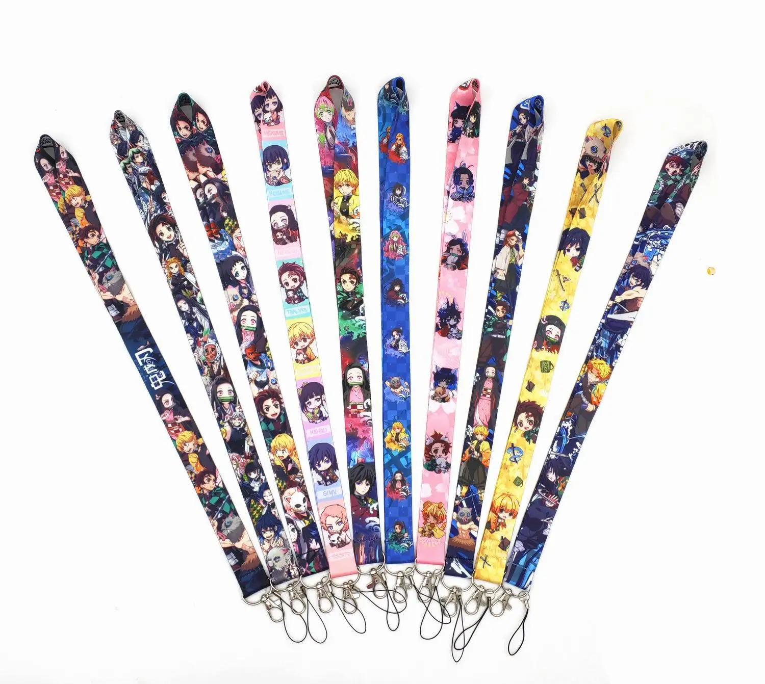 Disney Kimetsu no Yaiba Printed Keychain Lanyard For Keys ID Badge Holder Neck Strap Hang Rope Webbing Ribbon