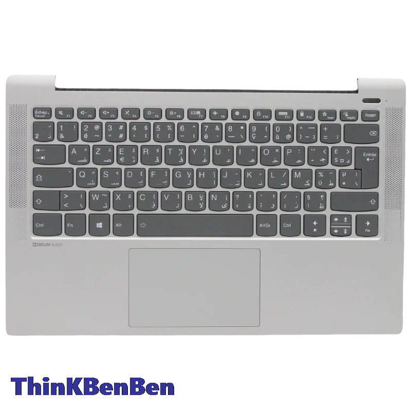 French Arabic Silver Keyboard Upper Case Palmrest Shell Cover For Lenovo Ideapad 5 14 14IIL05 14ARE05 14ALC05 14ITL05 5CB0Y88690