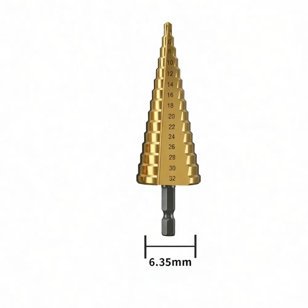 For For Ruixue Saw Tooth Pagoda Drill Bits Set Titanium Coated Step Cutter Metal Drilling Repairing Hardware Tool Set