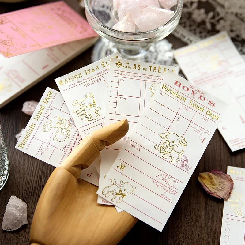 40Pieces Gold Bronzing Material Package note book handwritten Message Handbook bottoming Decorative Writing Pad