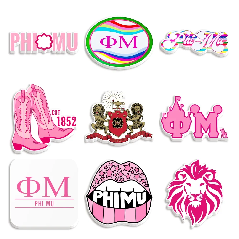 Phi Mu Sorority Pink 10pcs/Lot Resin Planar Clear Acrylic Glitter Acrylic For DIY Charm Bracelet Planar Charm