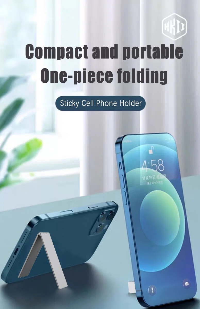 Ultradünner, zusammenklappbarer Telefonhalter aus Metall, Legierung, unsichtbarer Rücken, Handy-Desktop-Halter, tragbarer Handy-Ständer mit mobiler Unterstützung – Detail 1