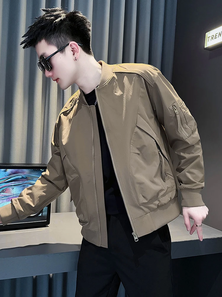 

Korean Sle Haome Baseball Jaet Men's Faion Casual Coat New 2025 ular Upper Body Polyester Long Sve Zipper Closure