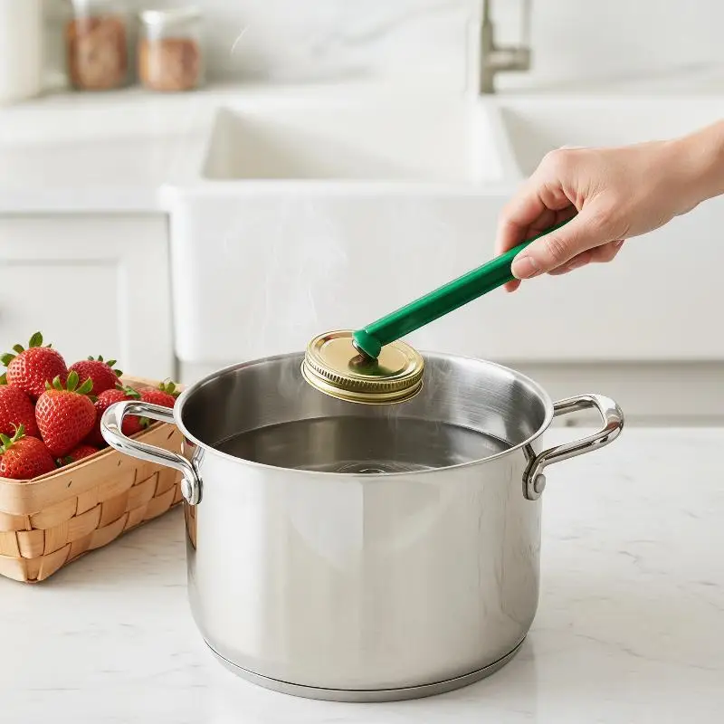 Heat Resistant Magnetic Jar Lid Lifter with Bubble Popper Clear Measuring Marks for Home Kitchen Canning Tasks