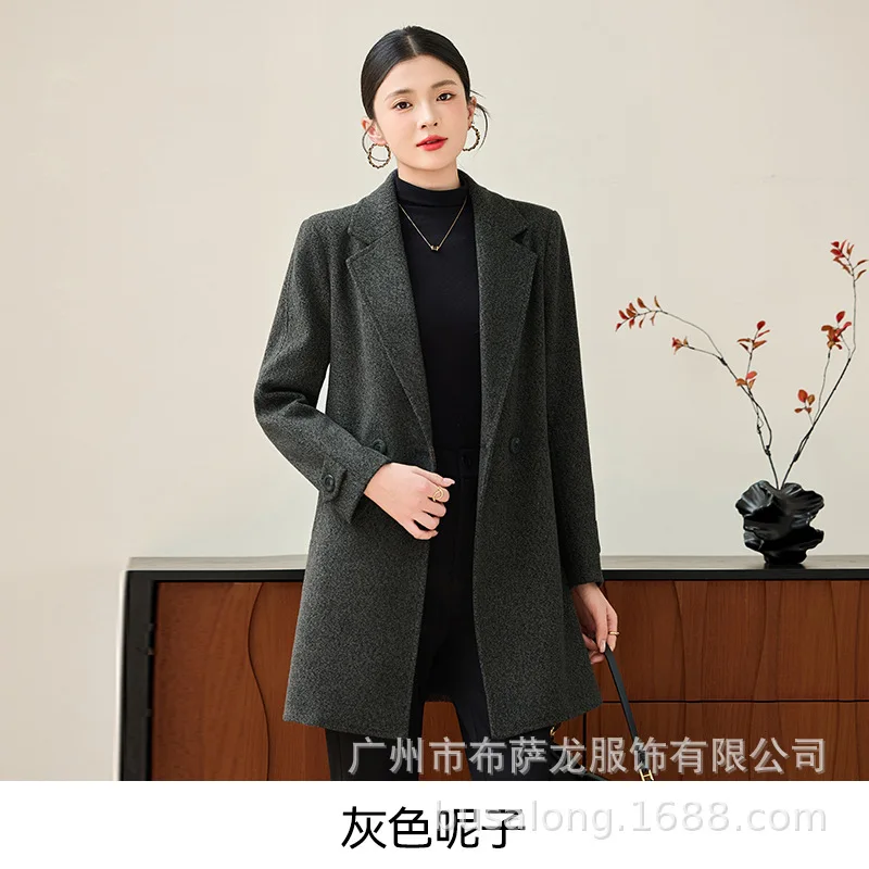 Gray Casual Woolen Coat for Women2025New Autumn and Winter High-End Elegant Commuter Mid-Length Wool Coat