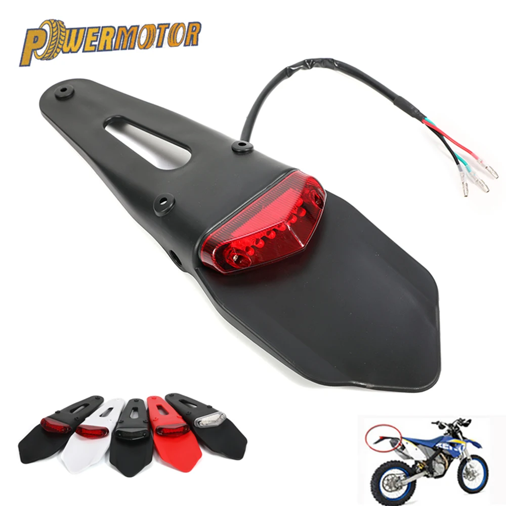 Motorcycle Rear Fender With 12V LED Taillight Brake Lamp Universal Fit For SUZUKI HUSQVARNA DRZ40 TE250 RMZ250 TE300 RMZ450