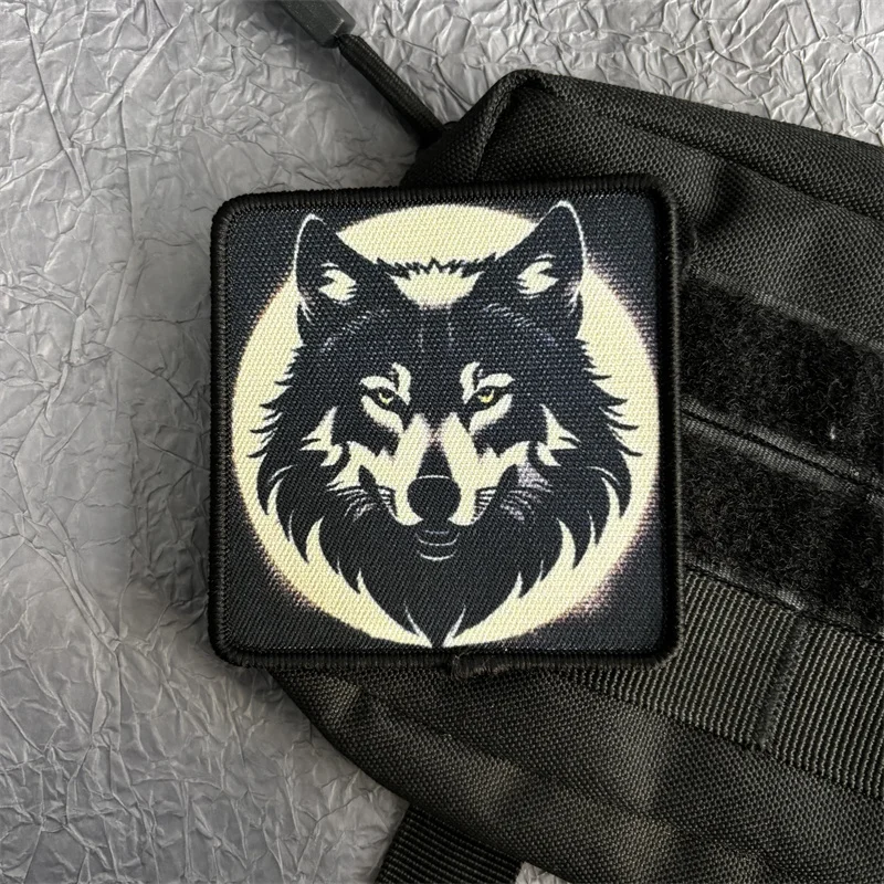 Wolf Printed Patch Stickers on Clothes Morale Badge Military Tactical Patches Backpack Armband  Hook and Loop Applique