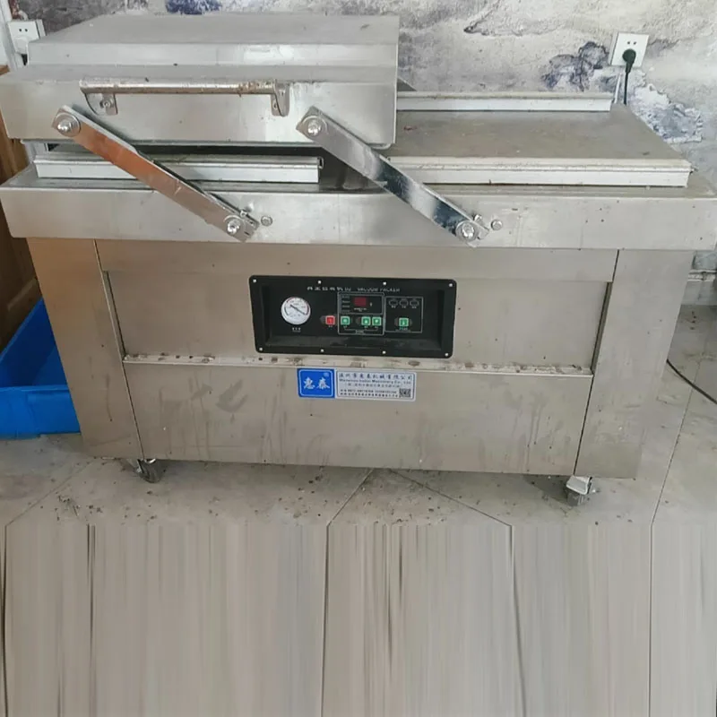 

DZ-400 Двухкамерный вакуумный упаковщик для пазов, большая коммерческая вакуумная упаковочная машина для мяса, фруктов, морепродуктов, вакуумной упаковки