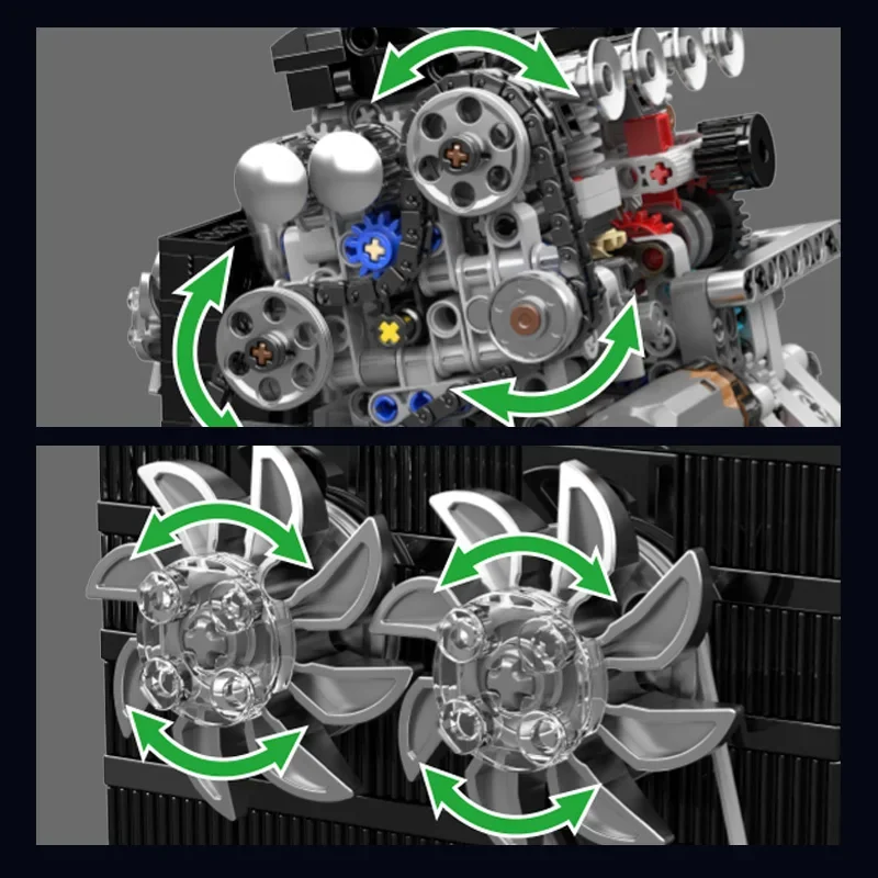 Mold King 10234 Technische automotor Speelgoed De gemotoriseerde VTEC-motor Bouwsteen Assemblage Motor Auto Baksteen Kind Kerstcadeau