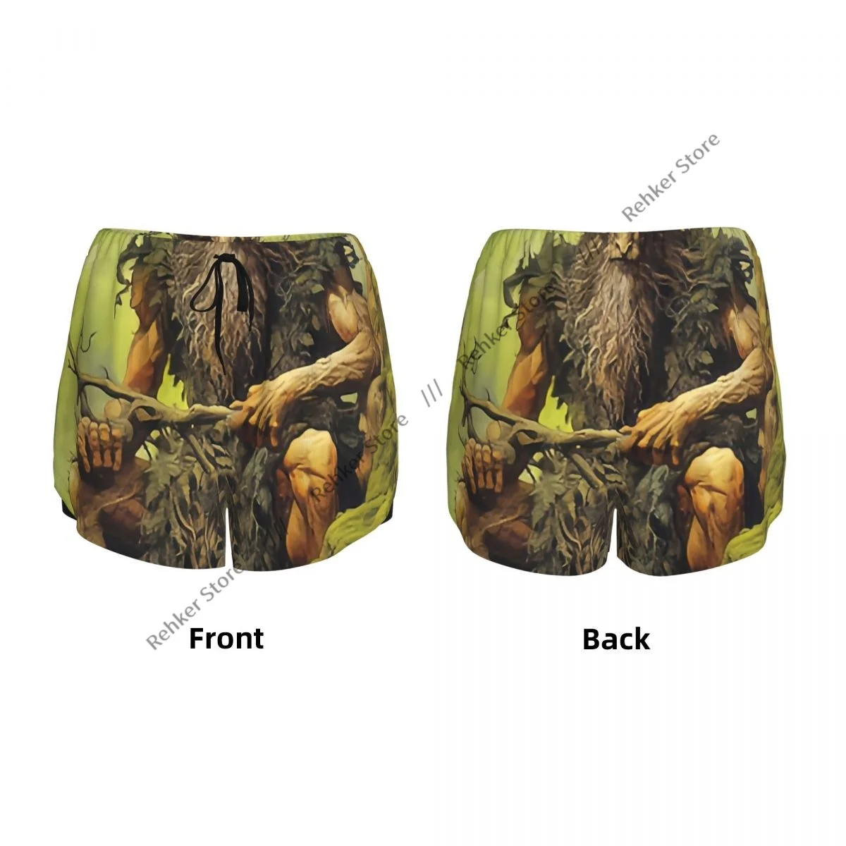 Leshy With Horns Fantasy Fairytale Character Women's Double Layered Quick-Dry Athletic Shorts for Leisure Fitness Workout Sport