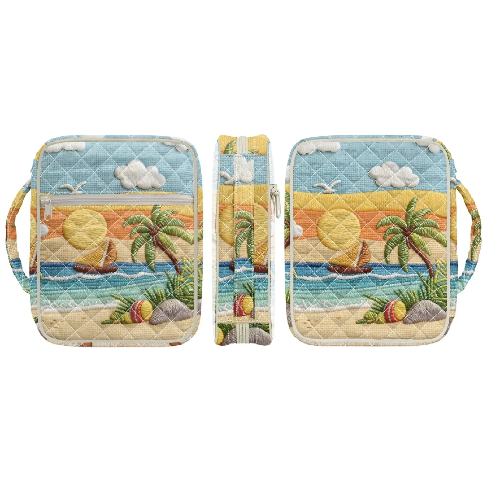 Coloranimal Beach Palm Tree Reusable Scripture Book Cover Bag for Women Lightweight Quilted Bible Covers New Arrival