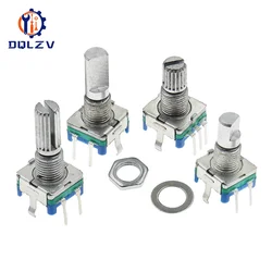 5PCS/LOT 20 Position 360 Degree Rotary Encoder EC11 w Push Button 5Pin Handle Long 15/20MM With A Built In Push Button Switch