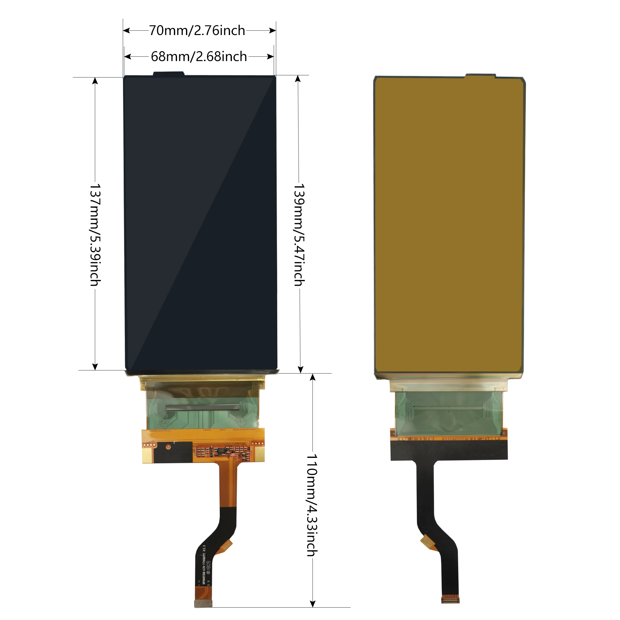 Wisecoco 6-дюймовый гибкий OLED-экран 2K 2880x1440 AMOLED IPS-дисплей Гибкая плата драйвера Пейзаж для Raspberry Pi Macbook PC