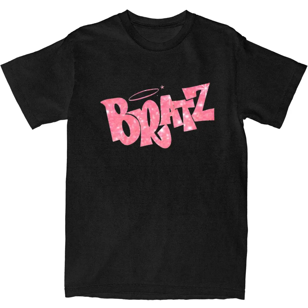 Men's Bratz Pink Glitter Classic T Shirts 100% Cotton Tees Summer Streetwear Short Sleeve T Shirt Round Neck Tshirt Plus Size