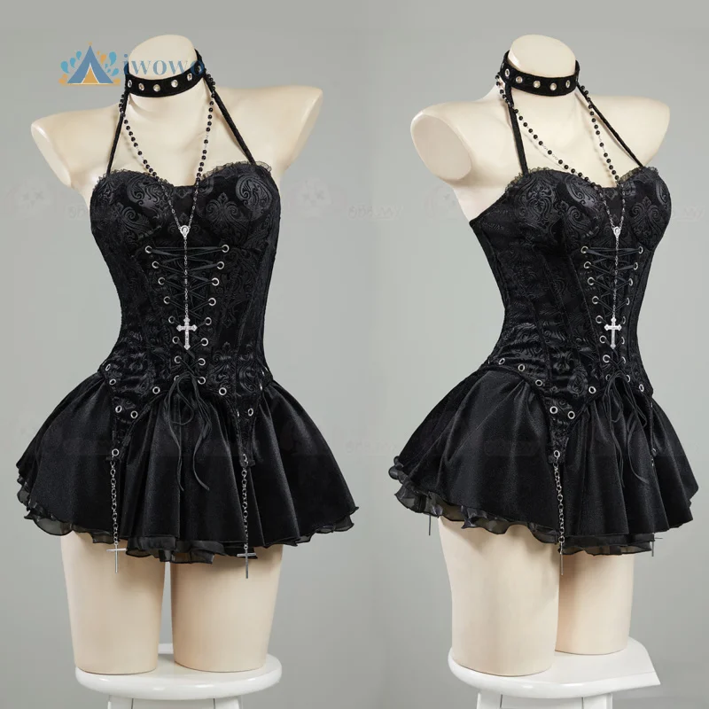 فستان نسائي من Miss Misa أزياء تنكرية من الساتان القوطي برباط علوي تنورة مشد مع جوارب شبكية طقم أكمام بدلات لعب الأدوار الأنيمي