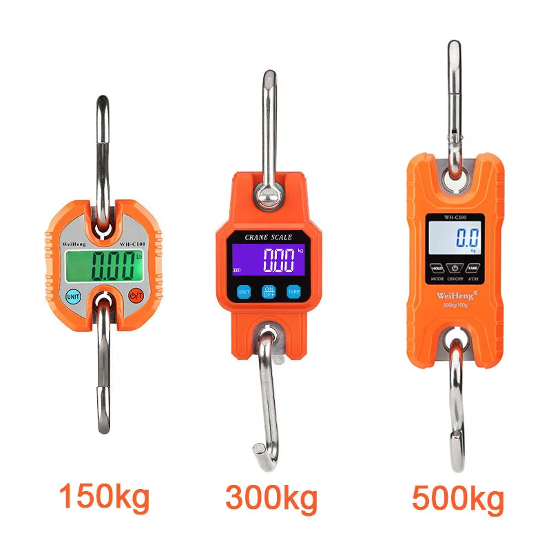 Crane Scale 150/300/500kg Heavy Duty Hanging Weighting Hook Steelyard Portable LCD Electronic Digital Industrial Crane Scale