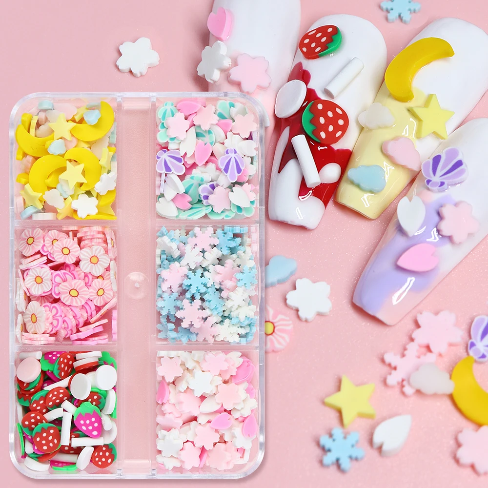 Kawaii Snowflake Clay Slices Epoxy Resin Filling Mini Star Moon Clouds Slime DIY Resin Craft Fillers Xmas Decoration Accessories