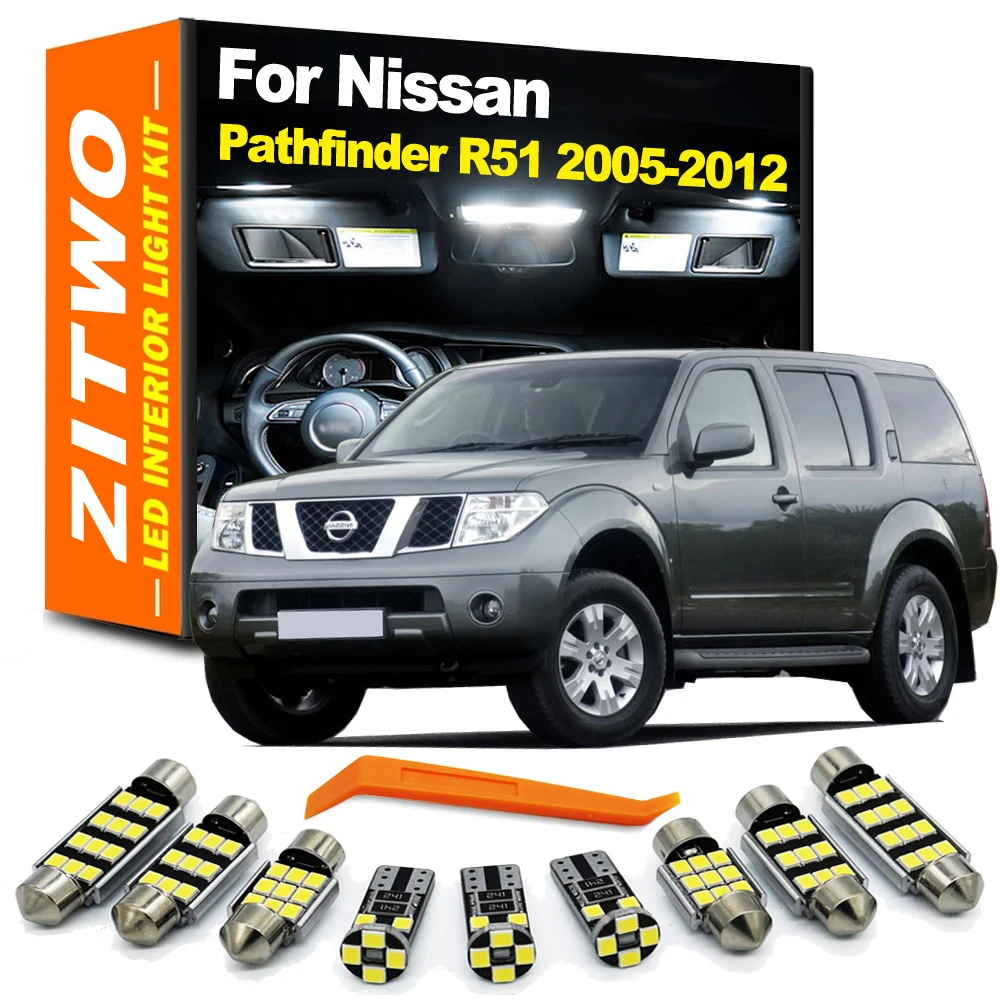 ZITWO 15Pcs LED Interior Light Kit For Nissan Pathfinder R51 2005 2006 2007 2008 2009 2010 2011 2012 LED Bulb License Plate Lamp