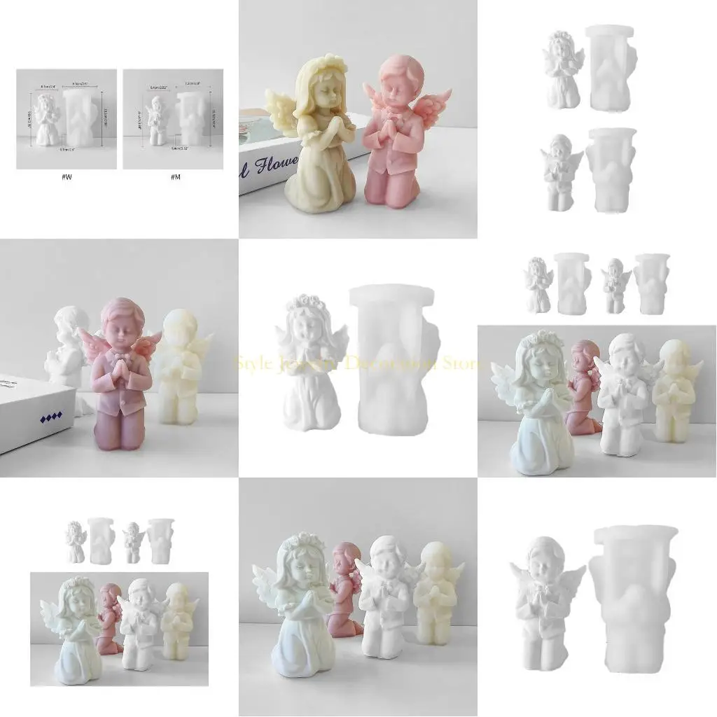 

D46E молитва Ангел Ангел Силиконовая плесень DIY Кристаллические эпоксидные формы свеча изготовление штукатурки