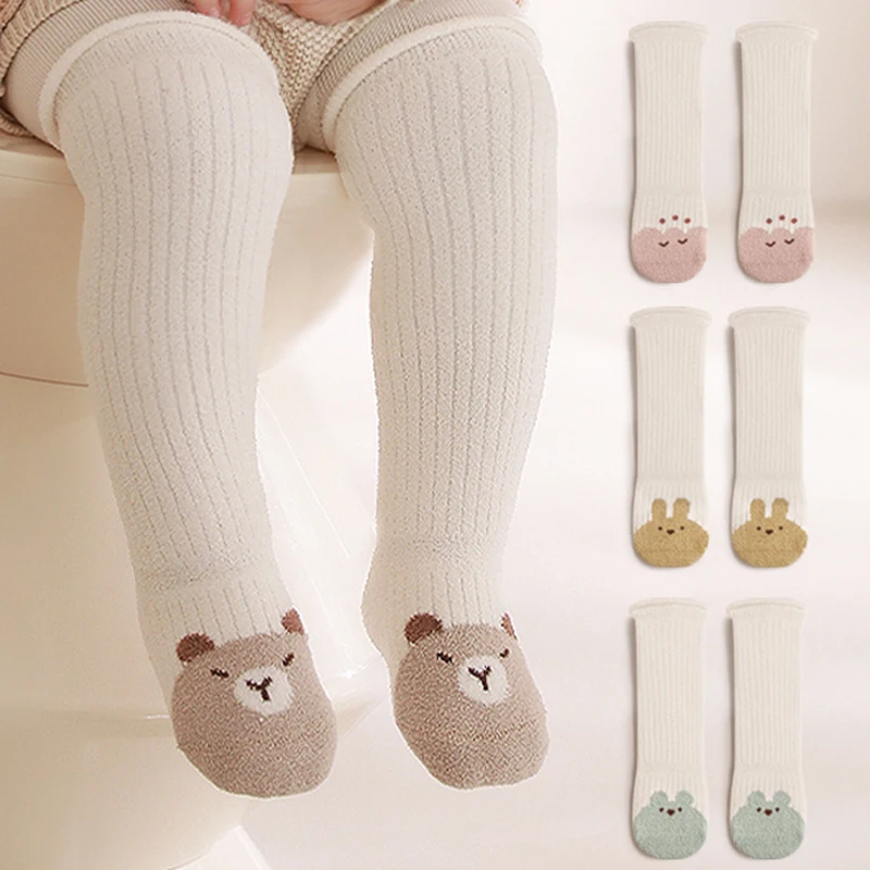 Winter New Thickened Warm Coral Fleece Baby Long Socks Newborn Kids Cute Warmer Knee Socks Girls Infant Boys Boneless Socks 0-5Y