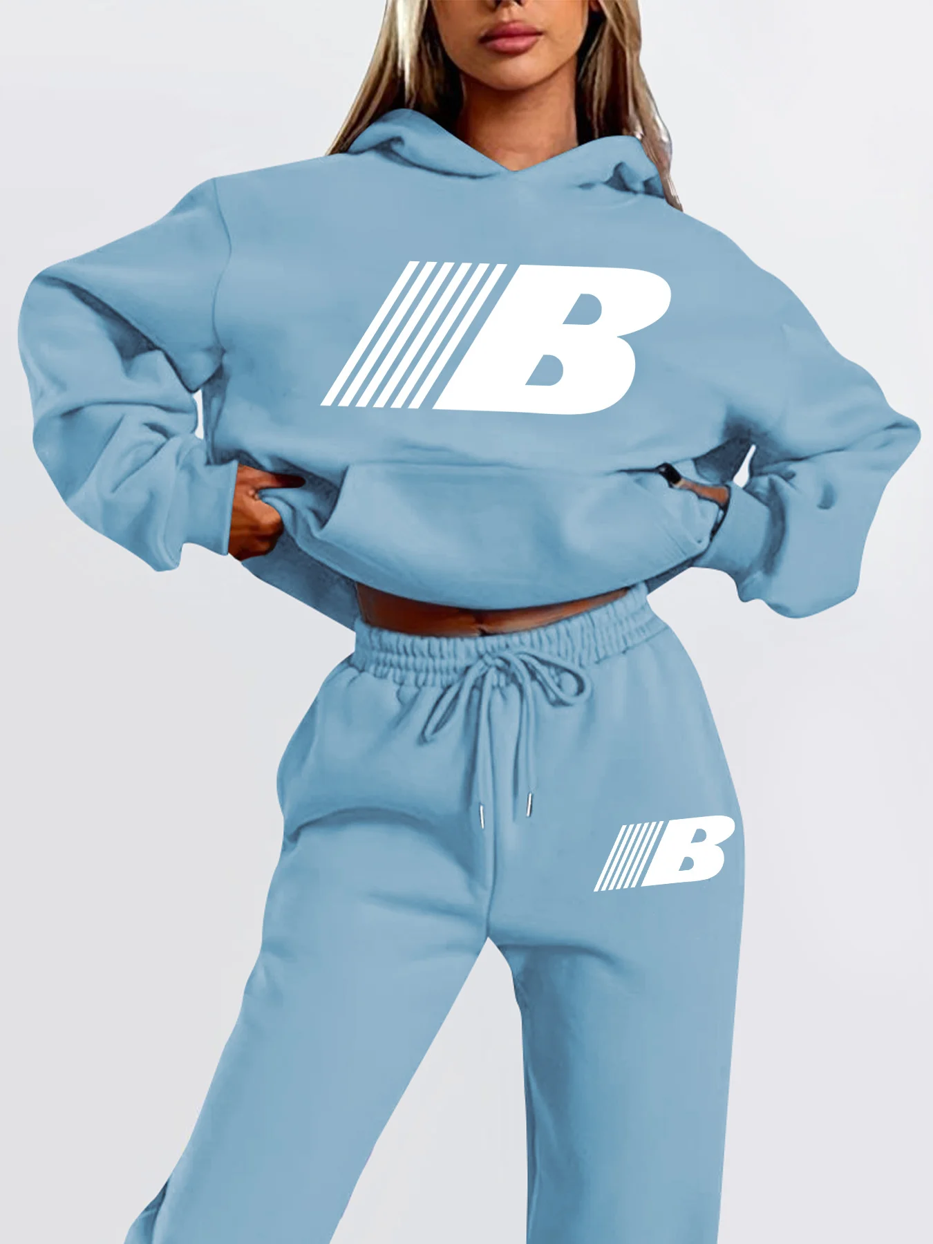2026 Heißer Verkauf Damen 2-teiliges Hoodie-Set Urban Casual Sportbekleidung Bedruckter Kapuzenpullover und passende Hose Outfit – Detail 5