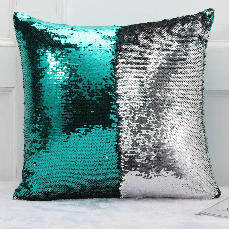 Duas cores Sequin Pillow Cover, casa macia decoração almofada, estilo europeu, atacado