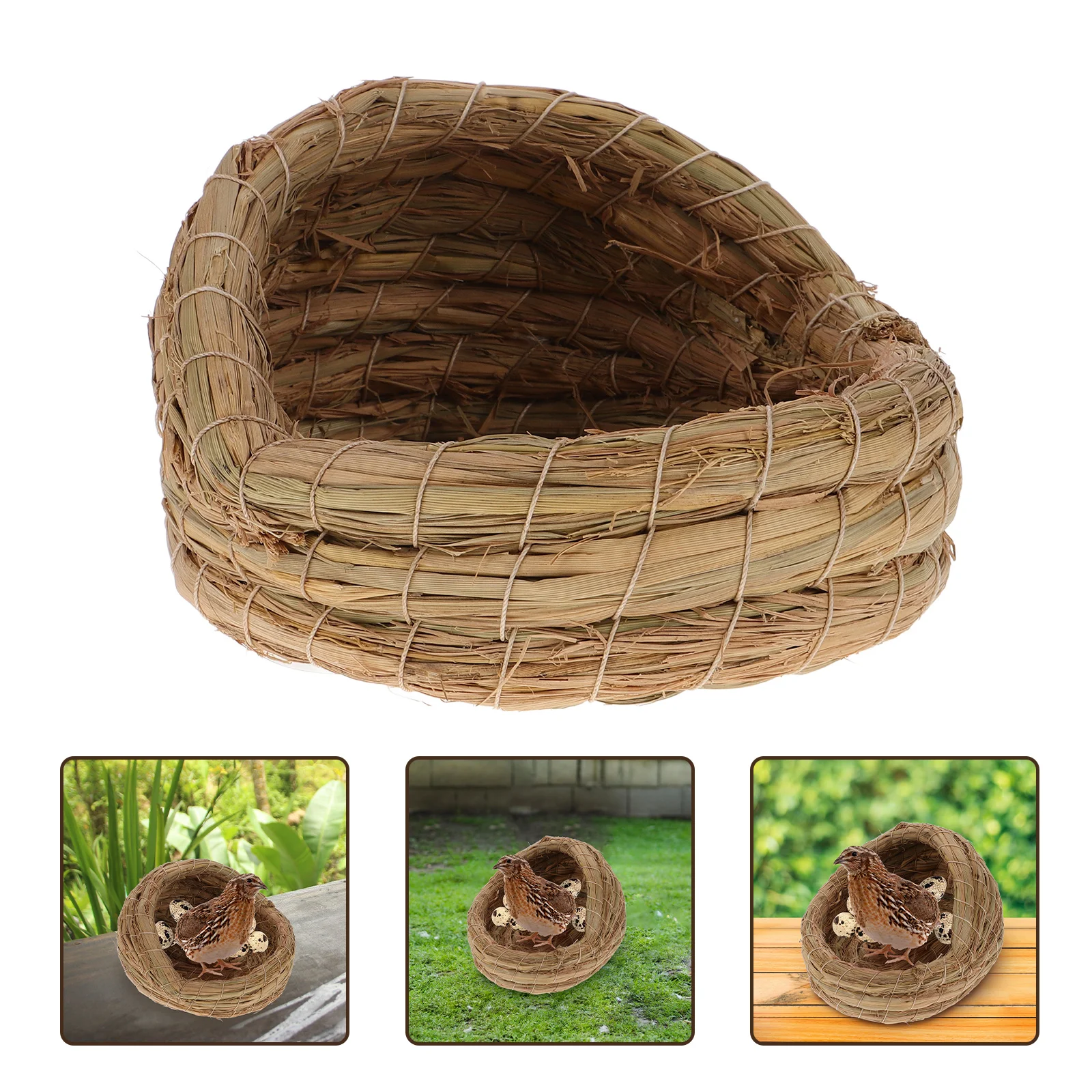 

2 Pcs Nest Bed Woven Chicken Cage Coop Accessories Straw Pet House Washable Laying