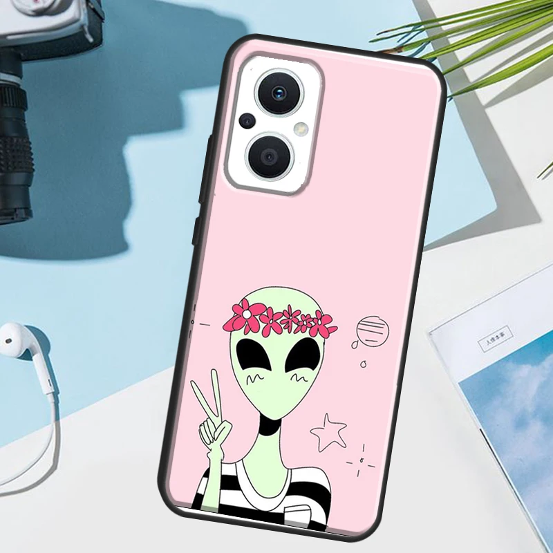 Cartoon Space Alien UFO Funda For OPPO Reno 8 7 6 5 4 Lite 3 2Z 4Z 5Z 8T OPPO Find X6 X5 Pro X2 X3 Neo Lite Case