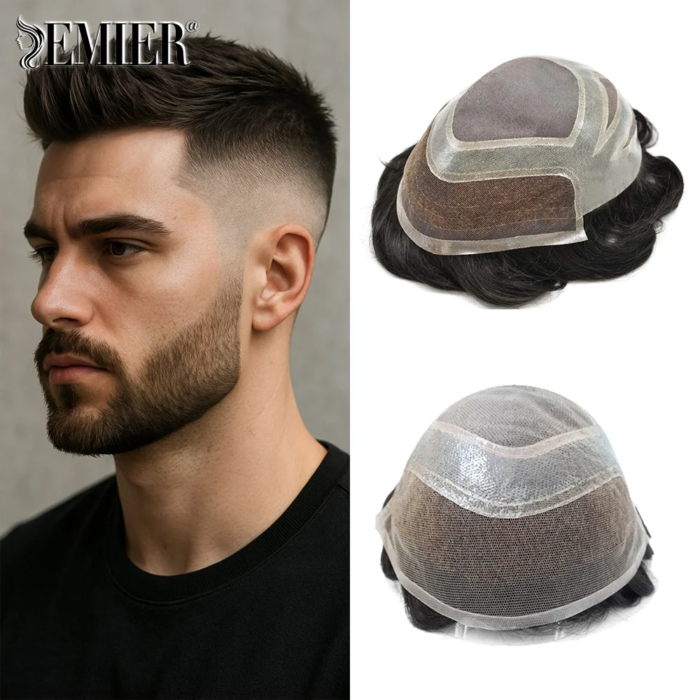 

Men Toupee Male Hair Capillary Prothesis Real HD Lace And PU Base 100% Human Hair System For Men HD Lace Pu Men Wig-VERSALITE