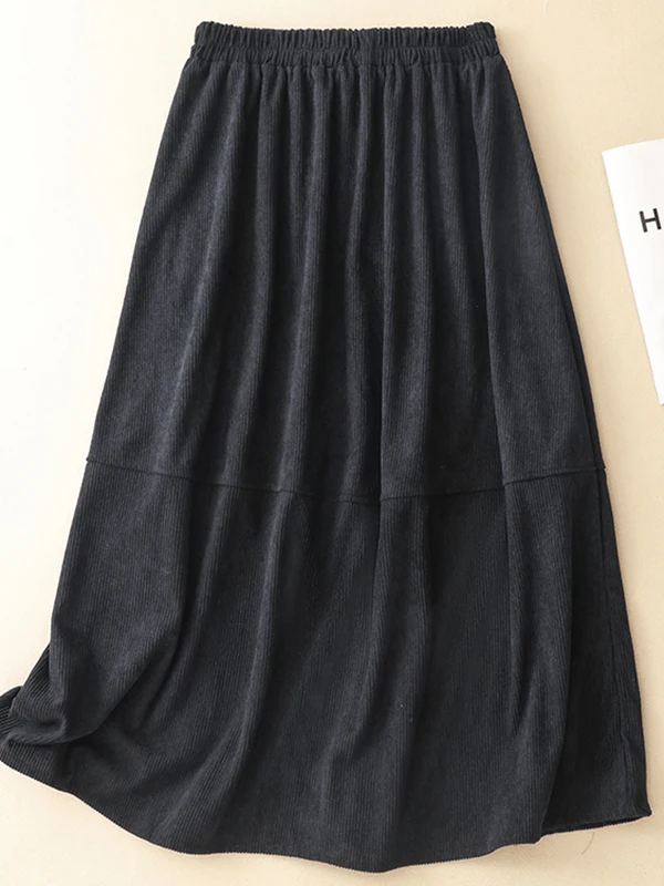 Authentic Corduroy Bloom Half Skirt 2026 Autumn Winter New Style Japanese Magazine Balloon Skirt High Waist A-Line Cotton Blend