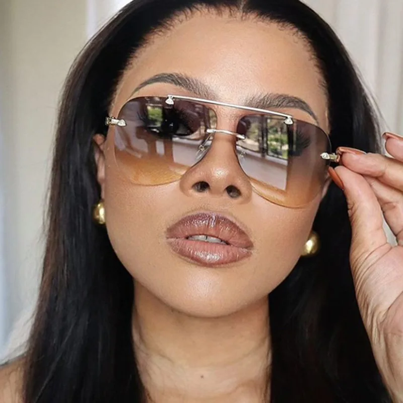 

Frameless Cut-Edge Toad-Shaped Sunglasses New Style Women's Elegant And Versatile Sunglasses Fashionable Casual Metal Sunglasses