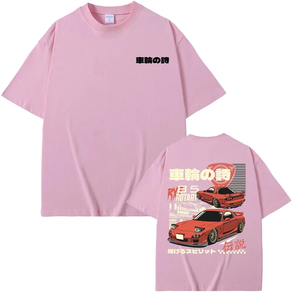 2024 Anime Initial D Drift AE86 Double Sided Print Tshirt RX-7 R34 Skyline GTR JDM Men\'s Vintage Harajuku Oversized T Shirts