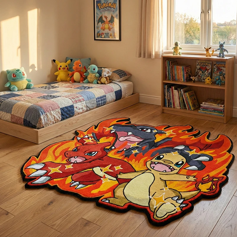 البوكيمون تشارزارد الأسرة تصميم البساط غرفة نوم غرفة المعيشة غرفة الطفل عدم الانزلاق الزخرفية الكلمة حصيرة جمع هدية عيد ميلاد السجاد