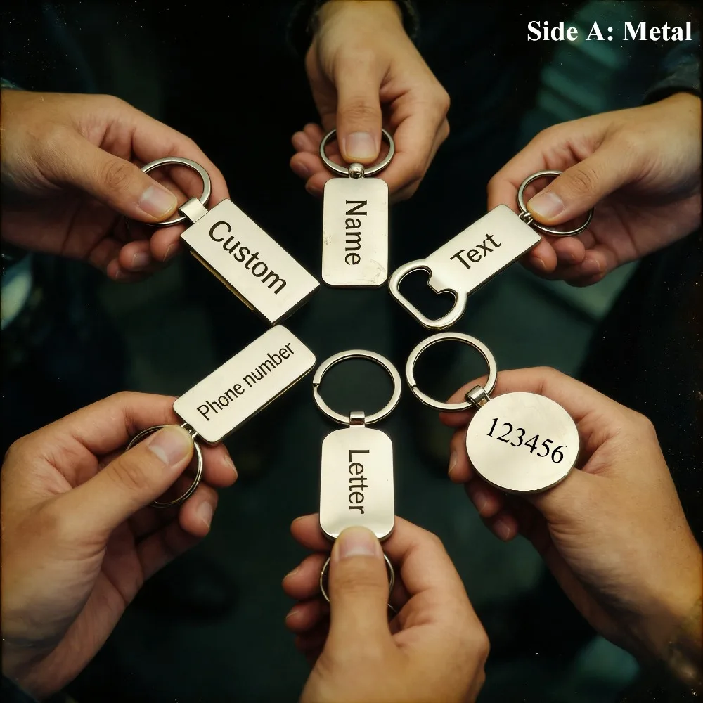 Personalized Bamboo Wooden Keychain Custom Engraved Stainless Steel Key Ring Unique Double Sided Souvenir Gift for Men Women