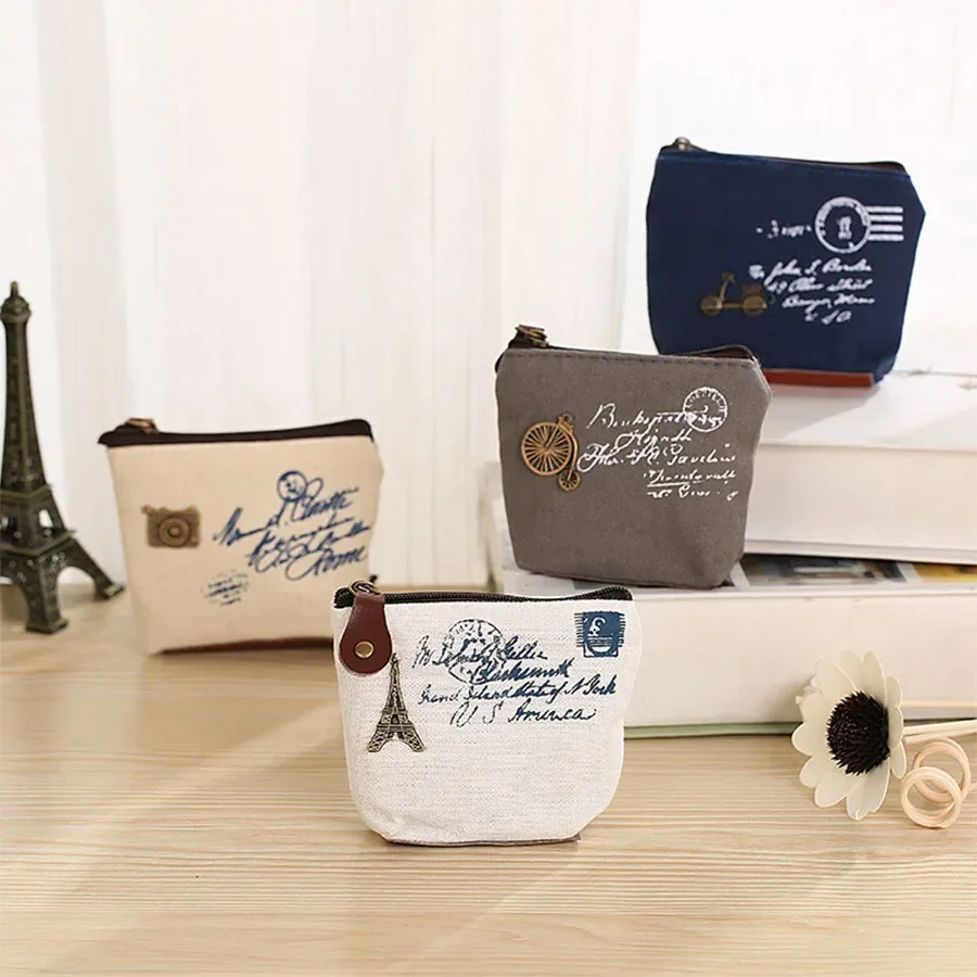 

Fashion Women's Canvas Wallet Lady Kids Coin Small Mini Coin Pouch Zipper Money Key Earphone Line Mini Coin Purse Card Holder
