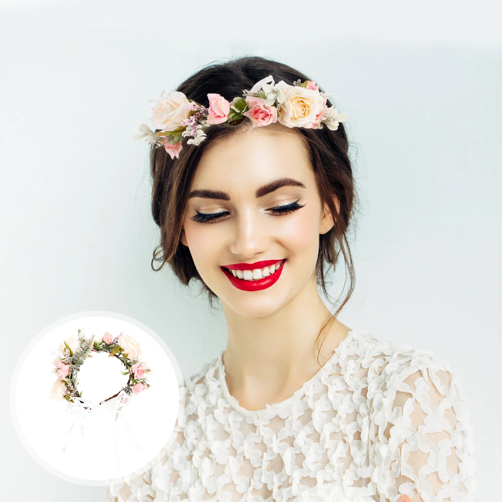 

Шелковые цветы, свадебный ободок для волос B, пляжная свадебная фата, головной убор с цветочным принтом, венок, тиара, ткань, аксессуары для подружек невесты