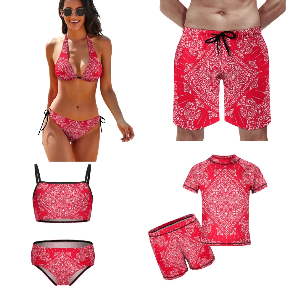 Bandana Tribe Art strój kąpielowy plażowy Push Up Bikini rodzinne wakacje zestaw imprezowy spersonalizowane męskie chłopięce surfingowy strój