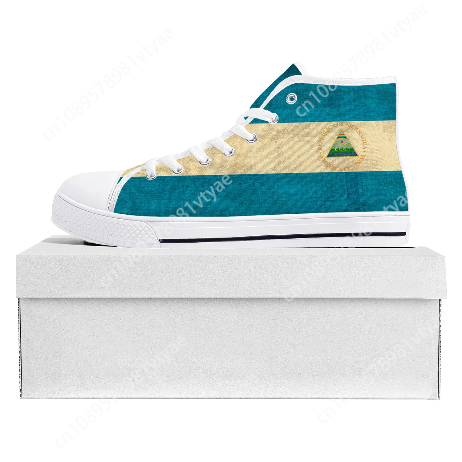 

Nicaraguan Flag High Top High Quality Sneakers Mens Womens Teenager Canvas Sneaker Nicaragua Casual Couple Shoes Custom Shoe