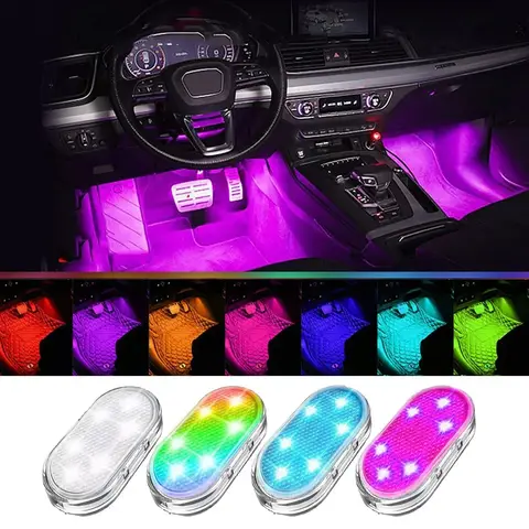 자동차 인테리어용 무선 LED 조명, 자동차 LED 조명 인테리어, USB 충전식 자동차 네온 액센트 조명
