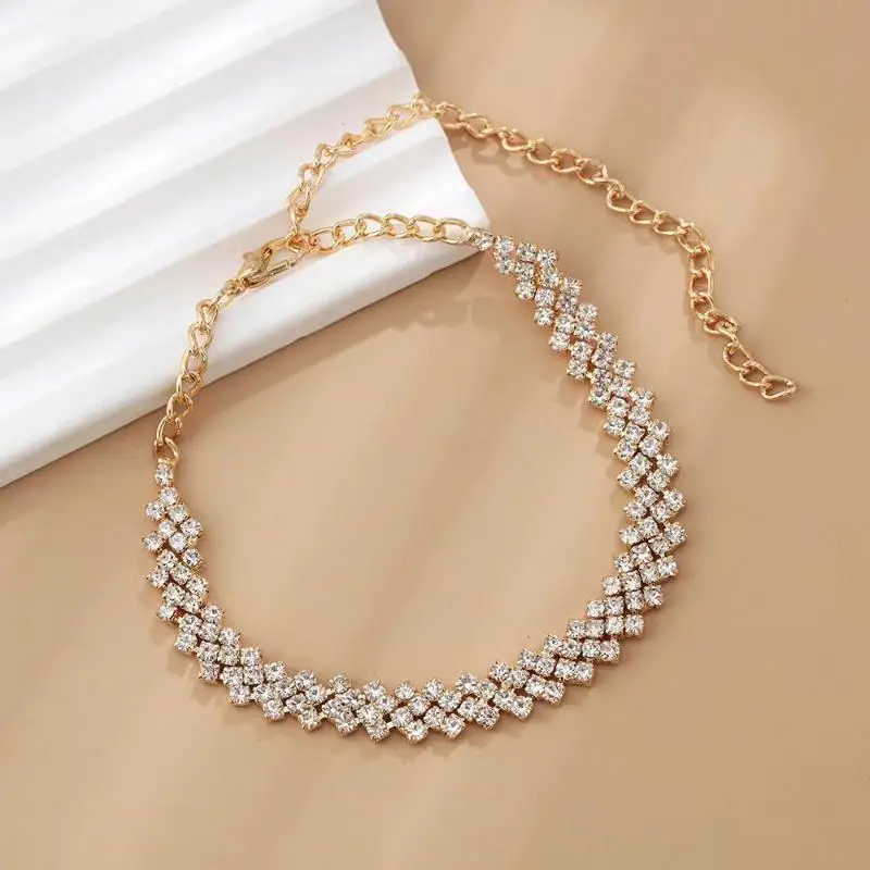 Shining Cubic Zirconia Chain Anklet For Women Fashion Silver Color Ankle Bracelet Barefoot Sandals Foot Jewelry