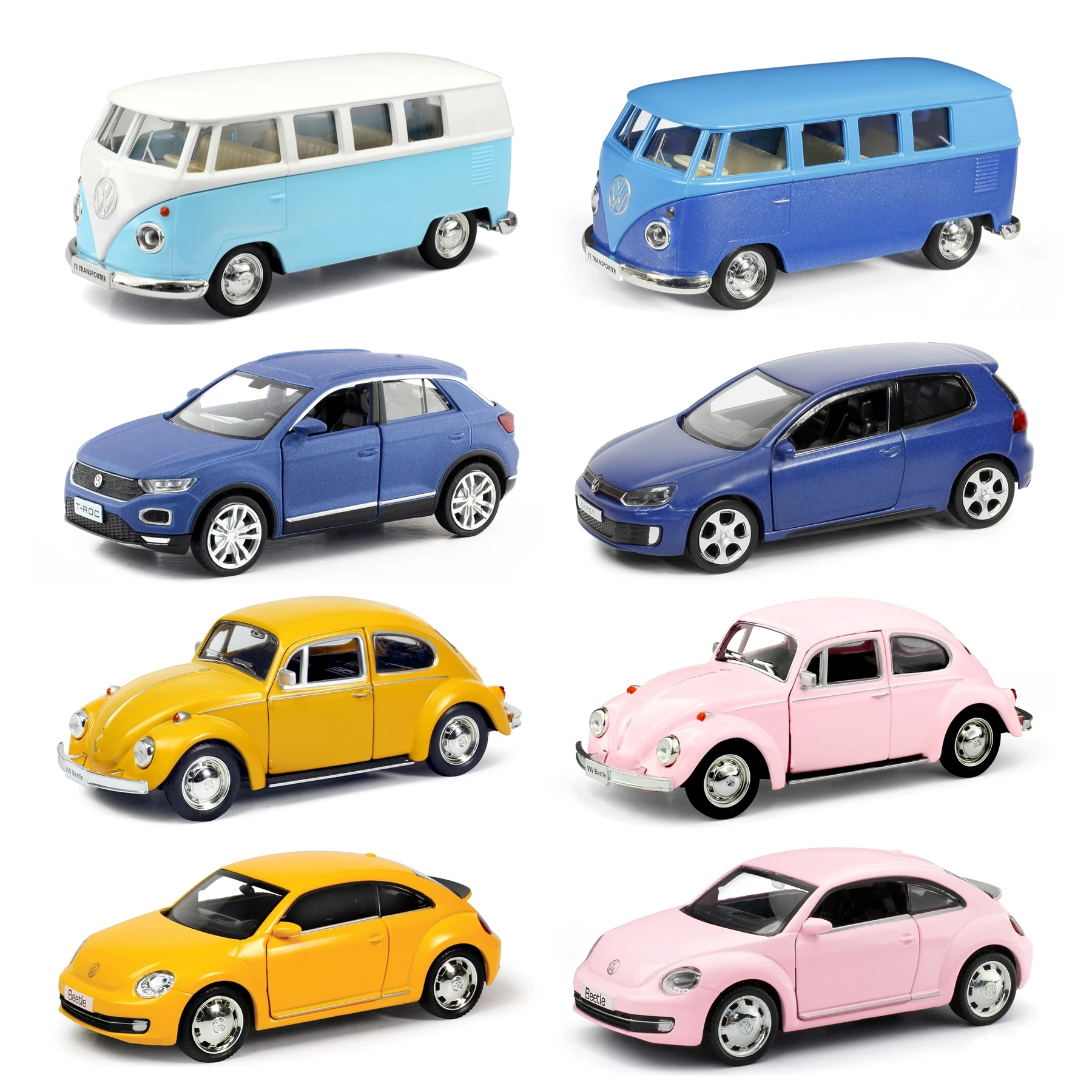 

1/36 Volkswagen Golf T-Roc T1 Bus Beetle Toy Car Model For Children RMZ CiTY Diecast Metal Miniature Pull Back Collection Gift
