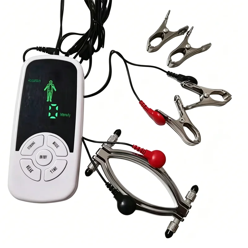 Metal Nipples Clips Clitoris Stimulation 6 Modes Electric Shock Labium Clamps Adult Sex Toys for Women Masturbation