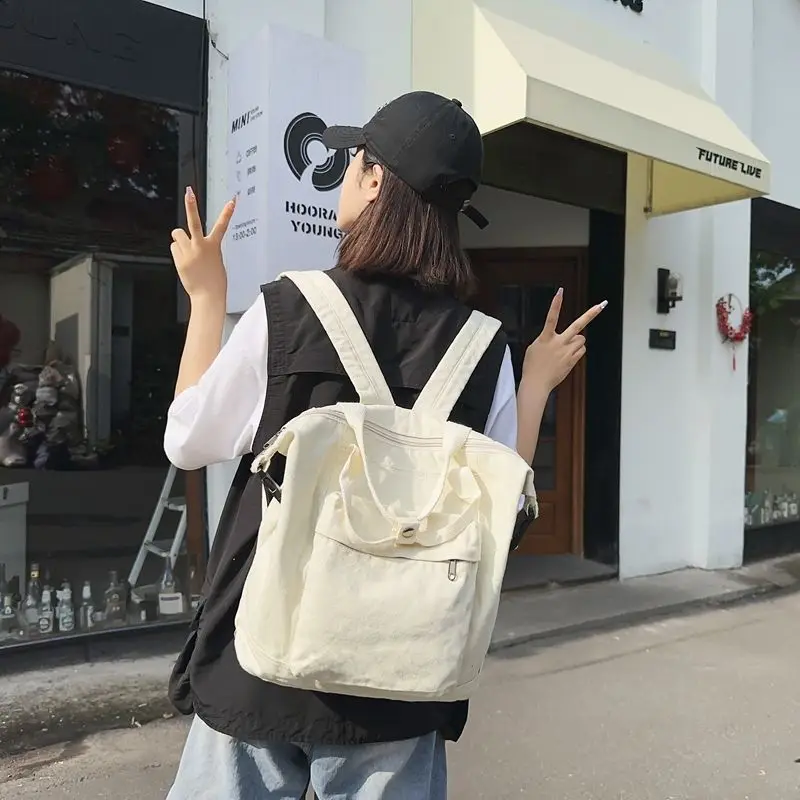 New Style Artsy Backpack Female Korean Version High School Student Backpack Leisure Canvas Travel Large Capacity Backpack Tide