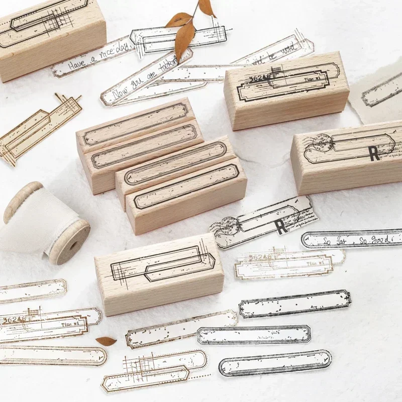 Sello de madera con diseño de borde difuso, estándar, para scrapbooking, decoración de diarios, álbumes y cuadernos