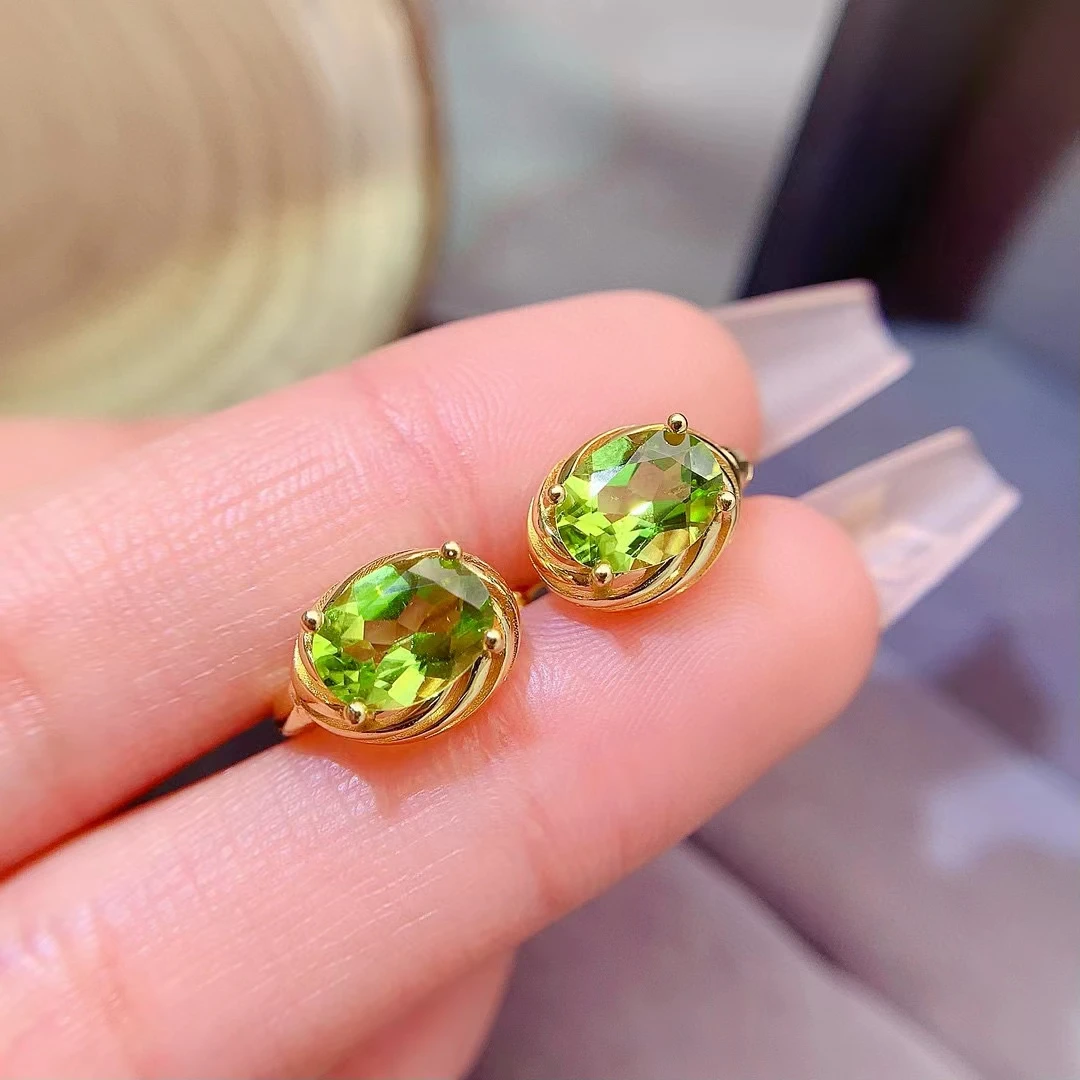 Pure Natural Periodt Earrings Allergy Free 925 Silver Hoop Earrings with 3 Layers 18K Gold Plated Total 2ct Peridot Jewelry