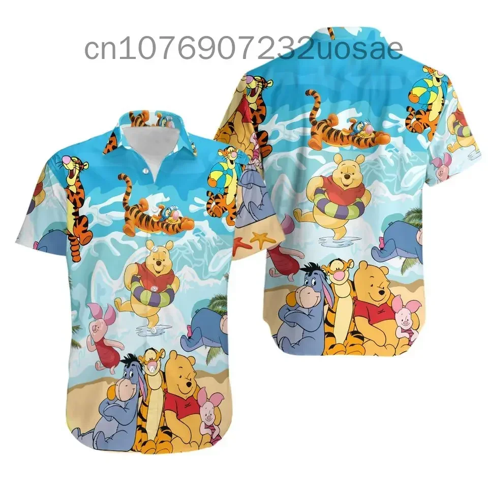 

2024 New Winnie The Pooh Hawaiian Shirt Disney Inspired Men's Button Down Short Sleeve Shirt Disney Hawaiian Shirt Casual shirt