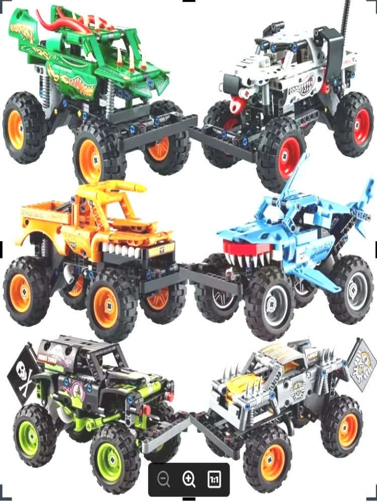 Nieuwe monster off-road voertuig bouwstenenset 2-in-1 trolley kinderspeelgoed jongens kerstcadeau - afbeelding 2