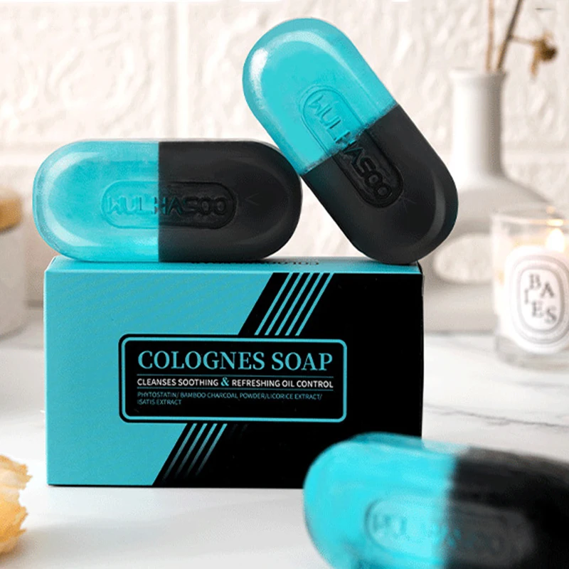 Jabón hecho a mano de Colonia de dos colores Lathering ligeramente fragante elimina el exceso de aceite que deja la piel naturalmente limpia y refrescada