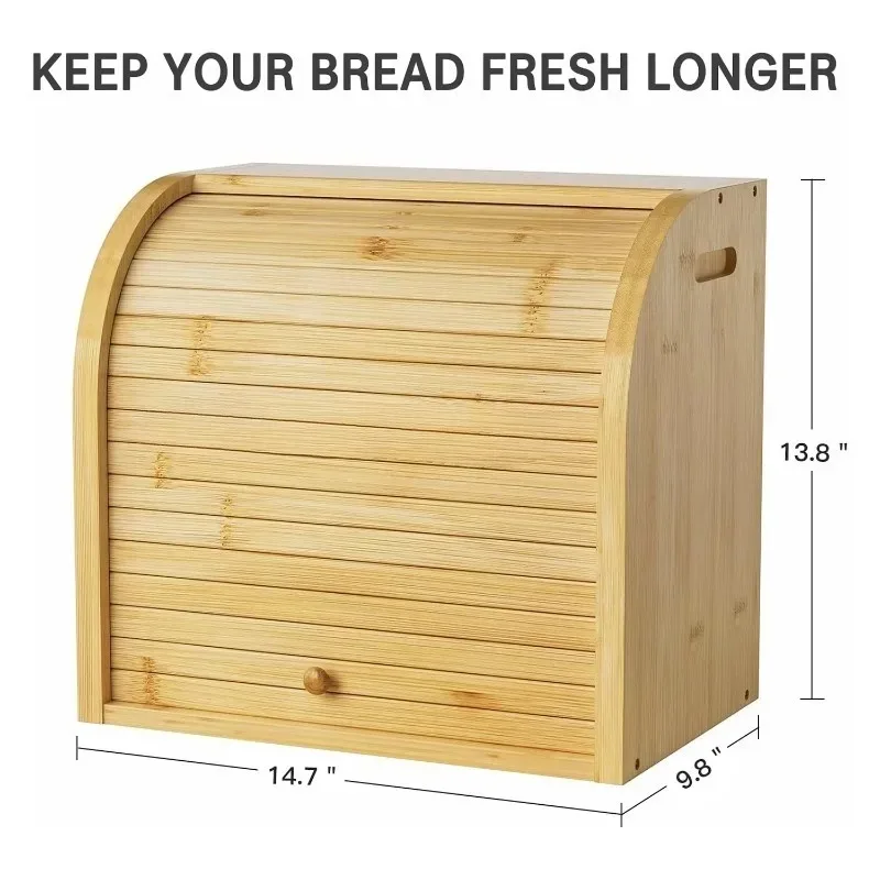 [2026] Counter de cuisine moderne à 2 étages, boîte à pain à Double couche, conteneur de stockage en bambou de grande capacité, offre spéciale