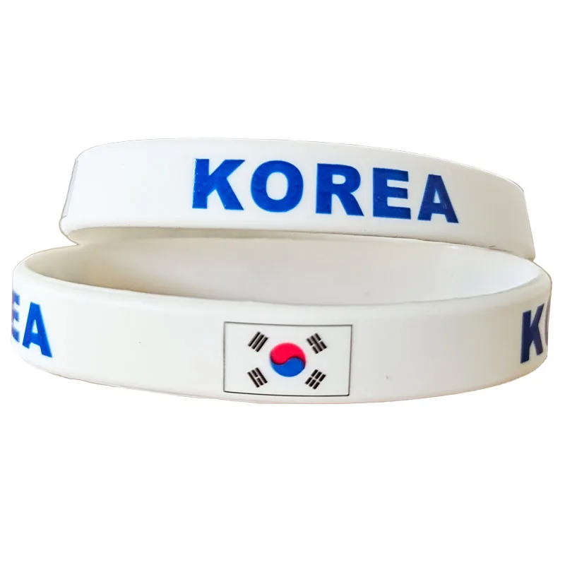 1PC South Korea Football Sports Silicone Wristband Soccer Fans National Flag Jack Rubber Bracelets&Bangles Gifts SH237